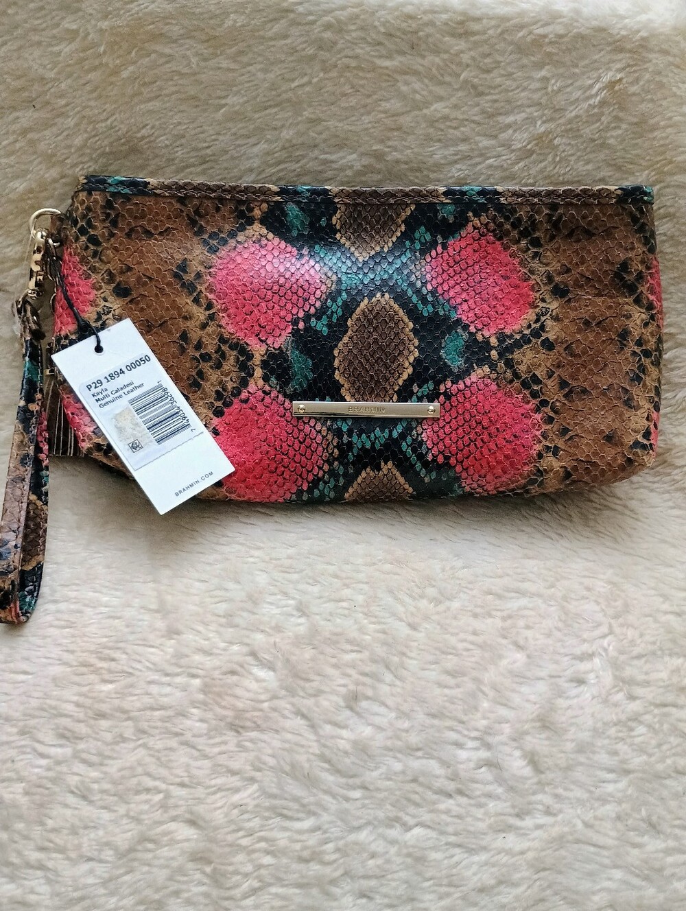 Brahmin Kayla Wristlet Clutch Multi Caladesi Snakeskin Leather NWT